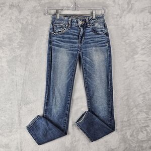 American Eagle Jeans Women's Size 0 Short Super Stretch Denim Blue